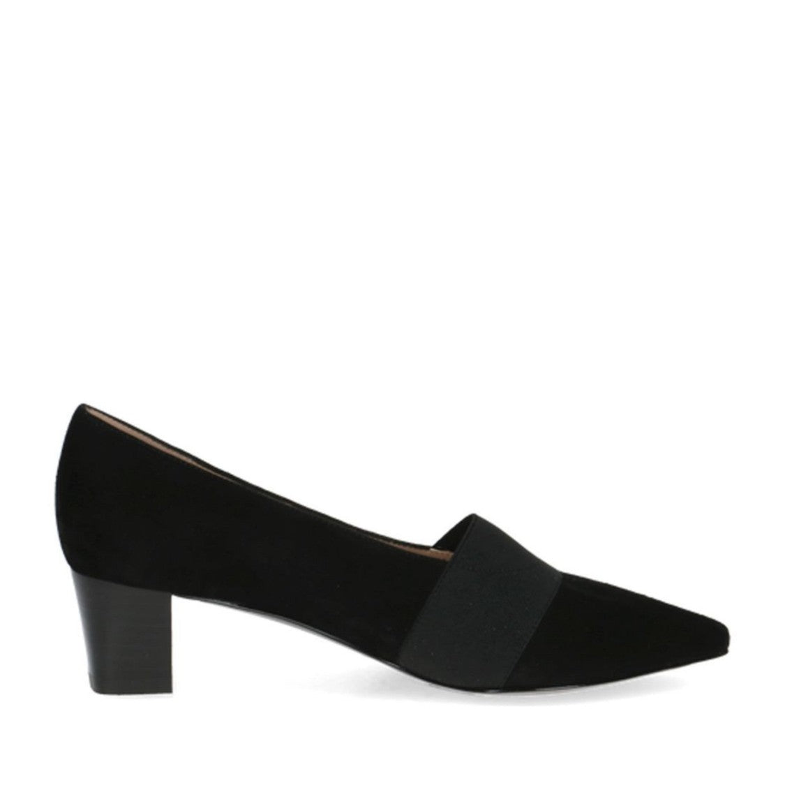 Peter Kaiser Black Pointed Toe Elastic Band Mid-Block Heel Dress Pumps