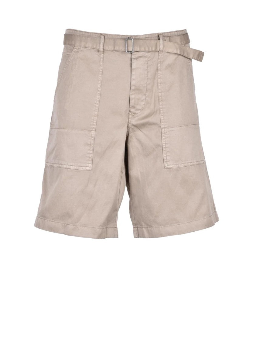 Replay Cotton Bermuda Shorts With Belt Detail And Functional Pockets