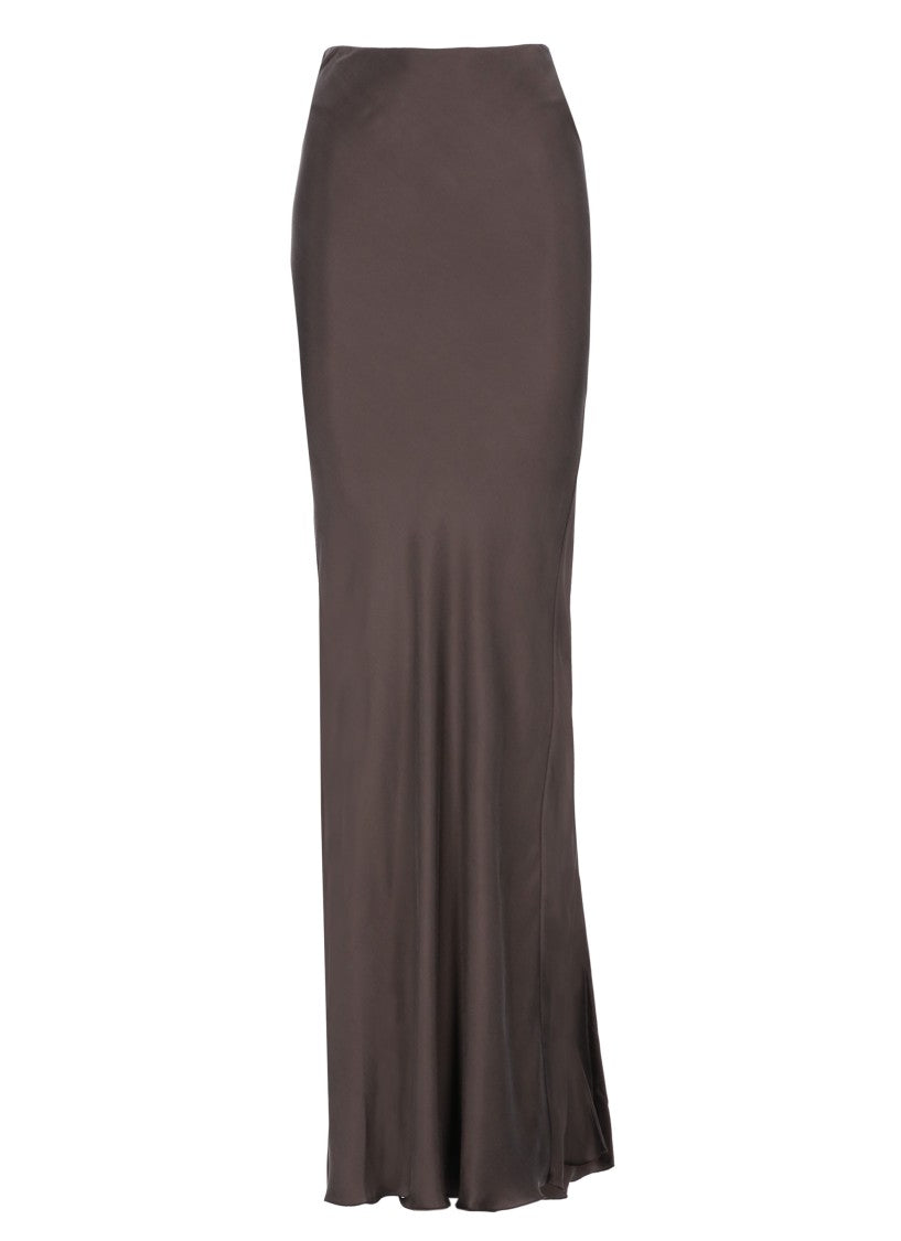 The Andamane Brown Flared Silky Maxi Skirt