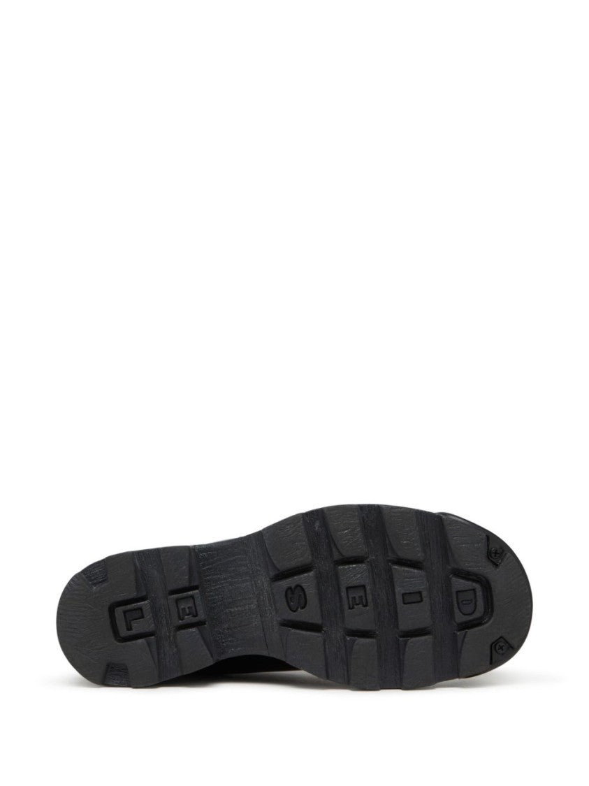 Diesel Black Lace Up Lug Sole Flat Shoes