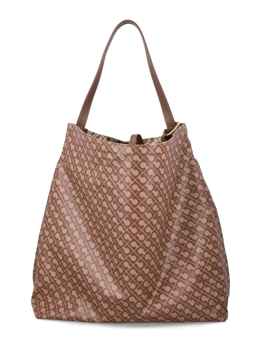 Gherardini Brown Geometric Pattern Large Tote Bag