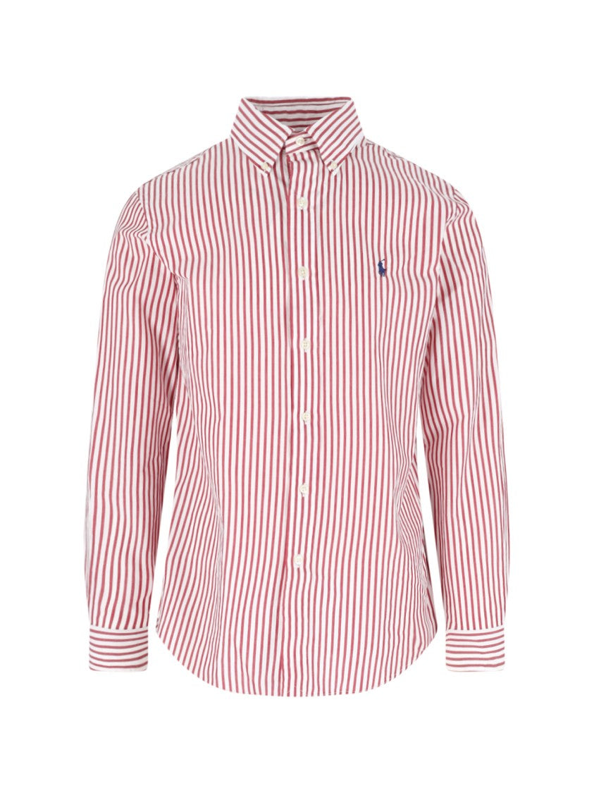 Polo Ralph Lauren Red/White Striped Button-Down Cotton Shirt