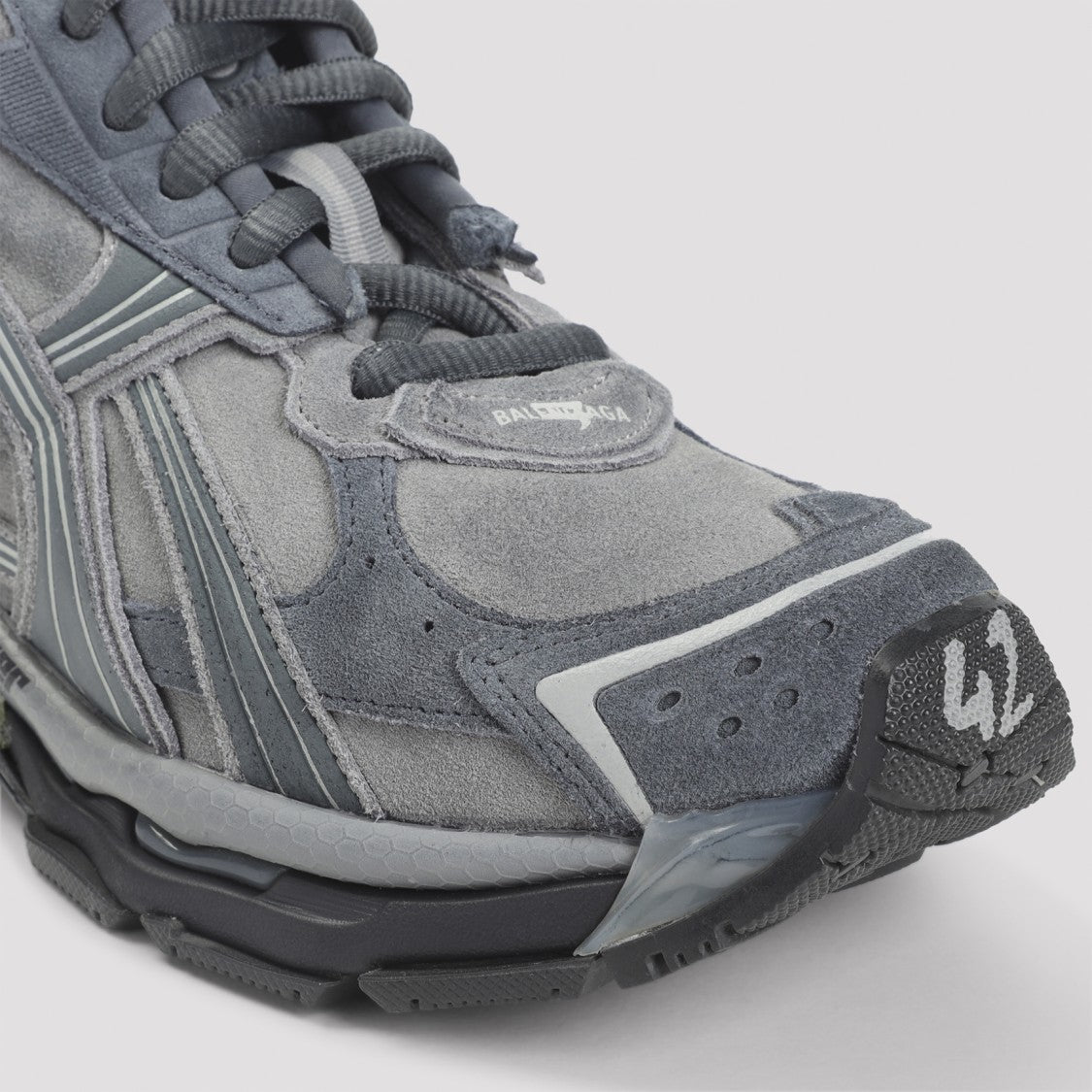 Balenciaga Grey Suede Leather Runner Sneakers