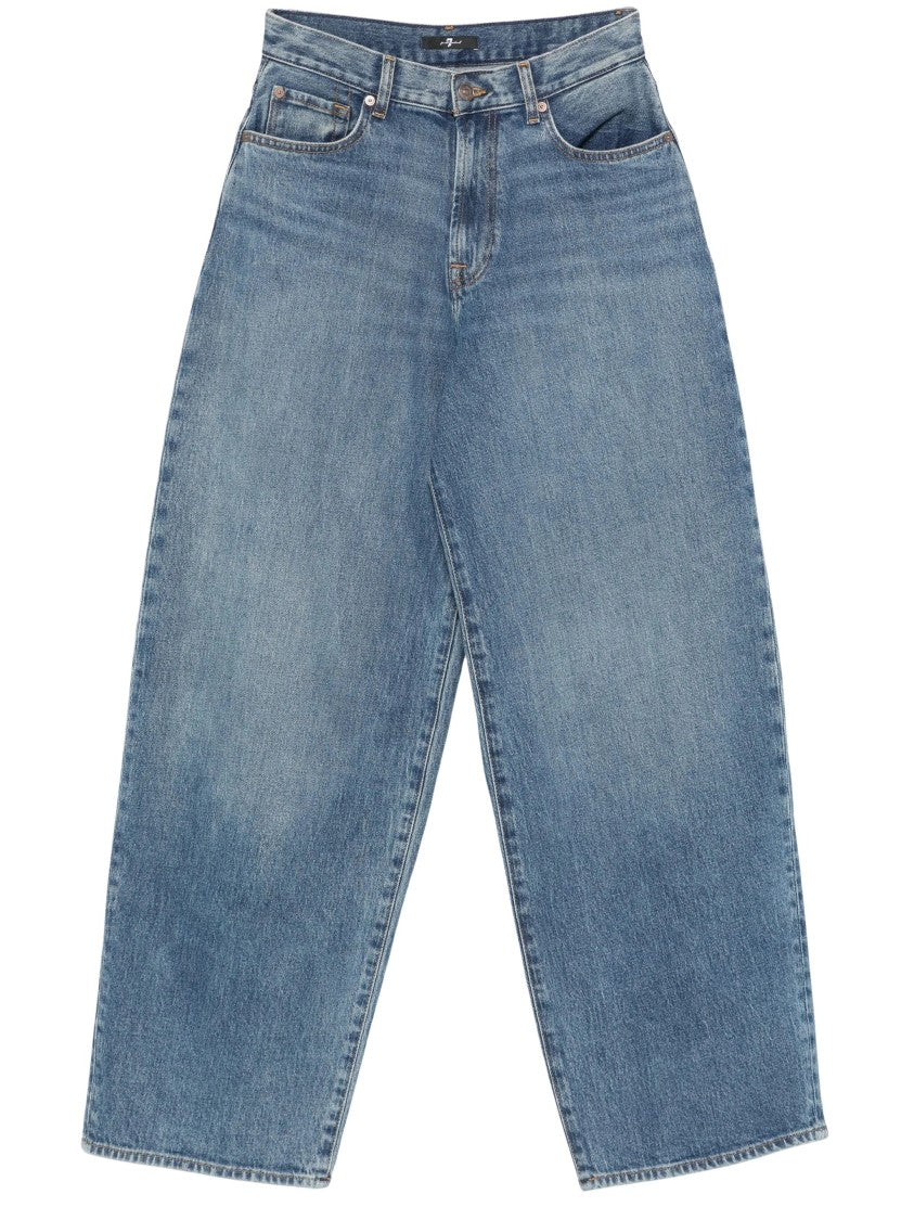 7 For All Mankind Baggy Light Blue Denim Jeans With High Waist