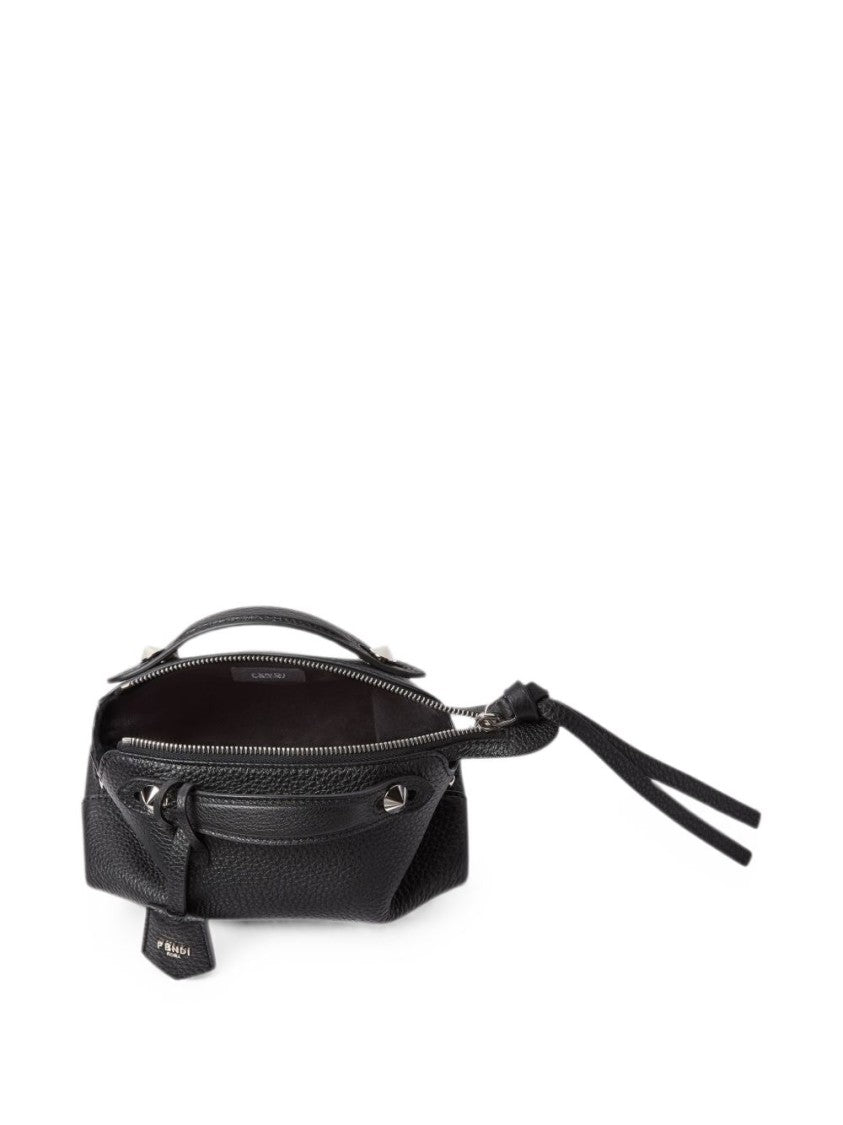 Fendi Textured Silver-Accent Detachable Strap Leather Bag