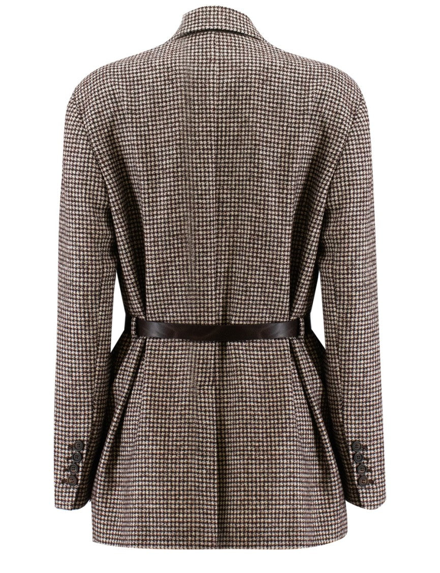 Brunello Cucinelli Houndstooth Pattern Jacket With Structured Silhouette