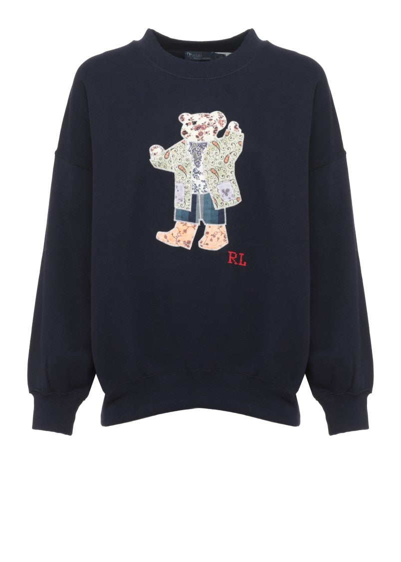 Polo Ralph Lauren Blue Embroidered Bear Cotton Hoodie