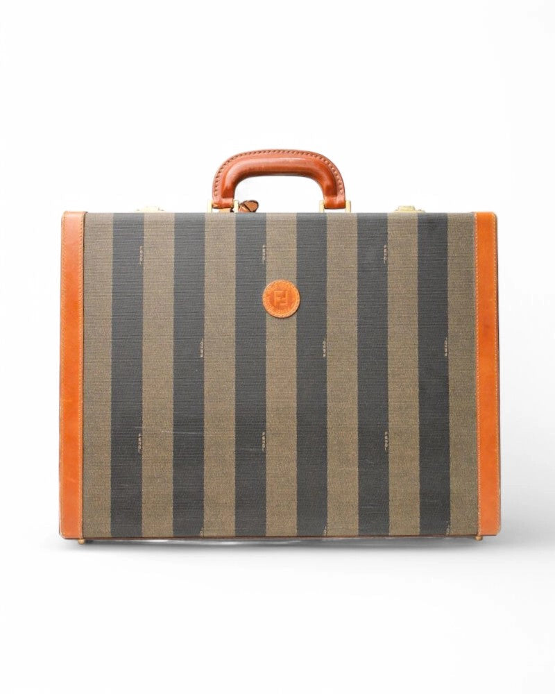 Fendi Brown Striped Hard Document Holder