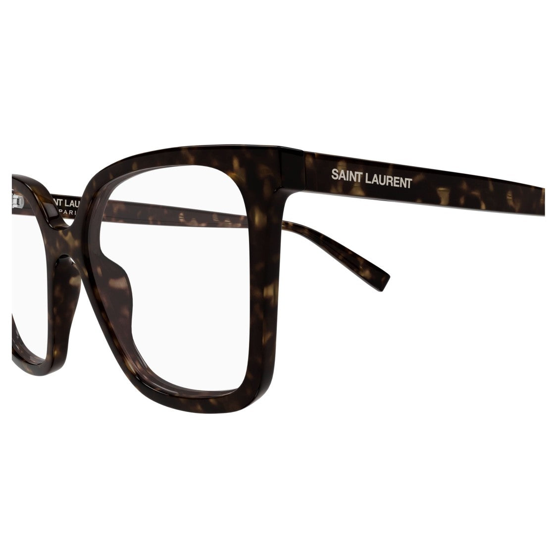 Saint Laurent Bold Oversized Square Frame Eyeglasses With Tortoiseshell Pattern