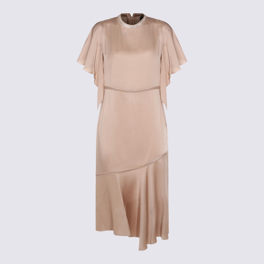 Fabiana Filippi Beige Midi Dress With Asymmetrical Hem