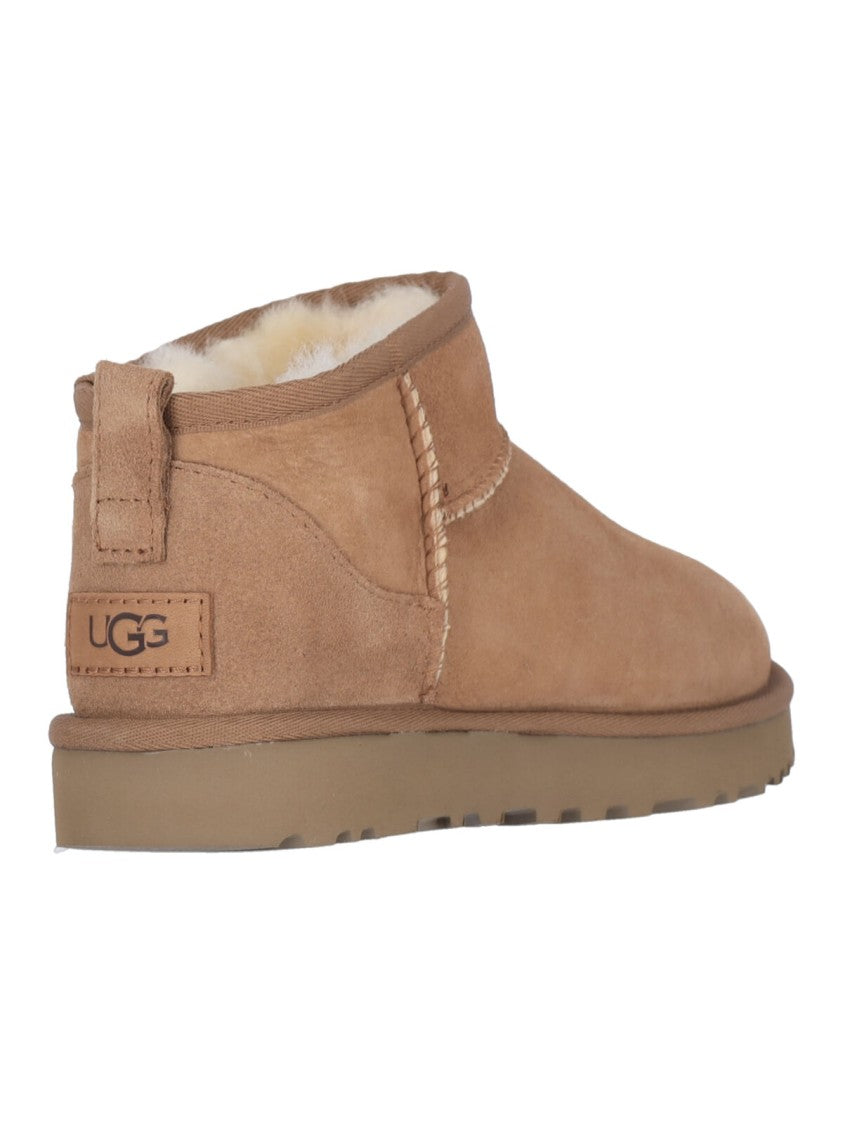 Ugg Beige Classic Ultra Mini Suede Shearling Boots