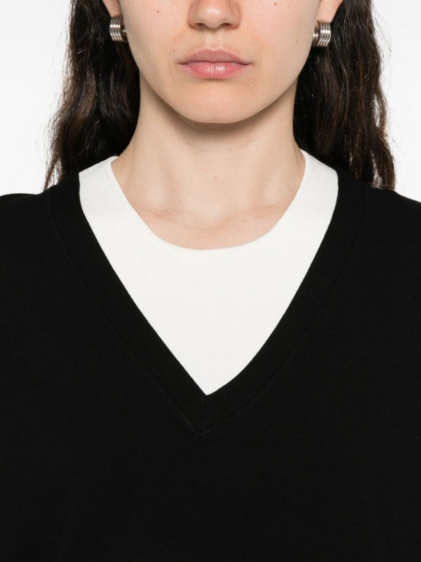 Majestic Filatures Versatile Black V-Neck Sweatshirt