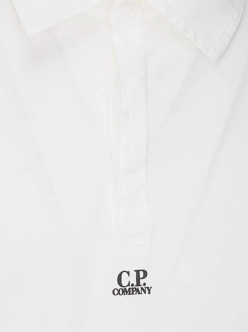 C.P. Company White Mercerized Jersey Gasato Short-Sleeve Polo