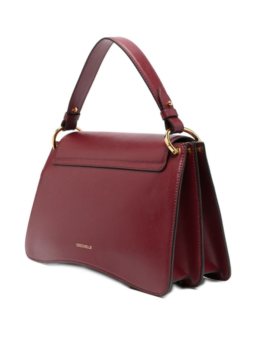 Coccinelle Structured Deep Red Calfskin Handbag