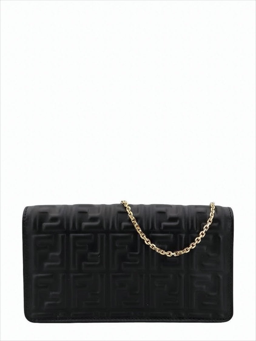 Fendi Rectangular Black Nappa Leather Crossbody Bag