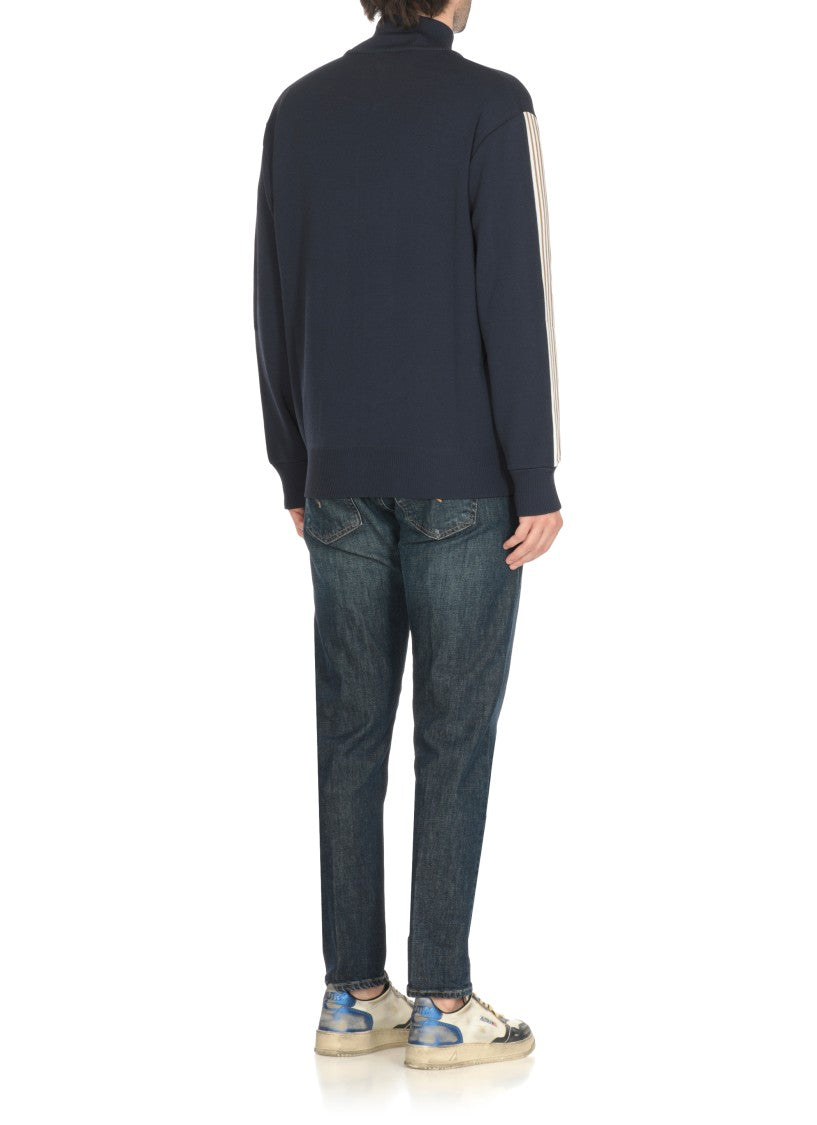 Autry High Neck Blue Viscose Sweatshirt