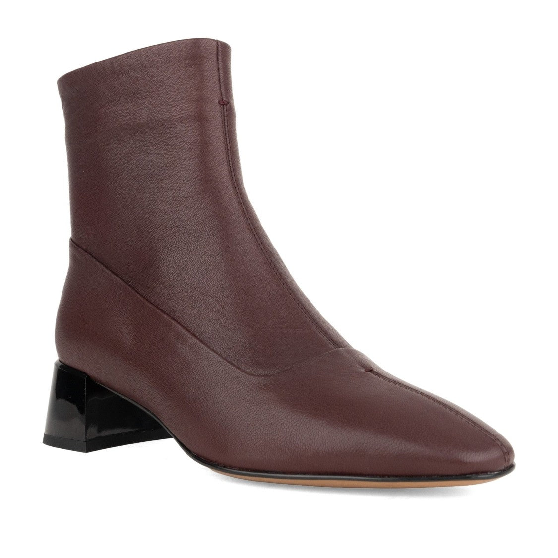 Linda Baumann Purple Pointed Toe Glossy Block Heel Leather Boots
