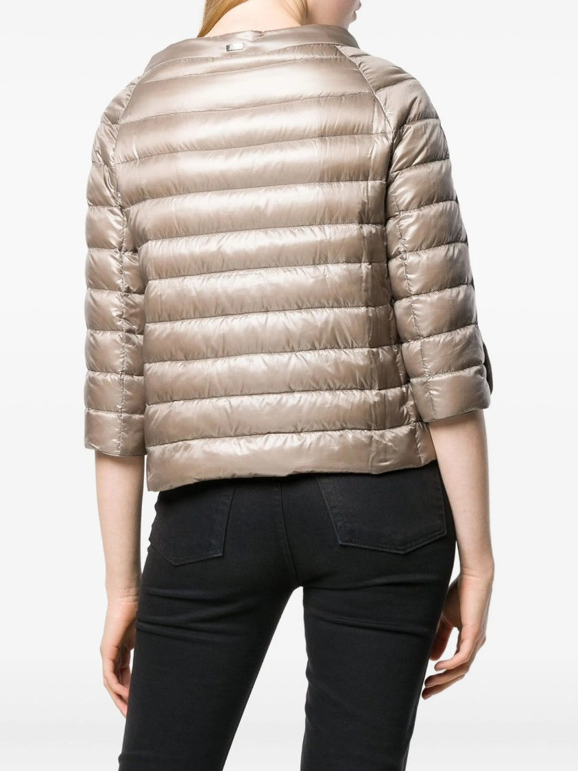 Herno Neutral Piumino Quilted Shiny Cropped Jacket