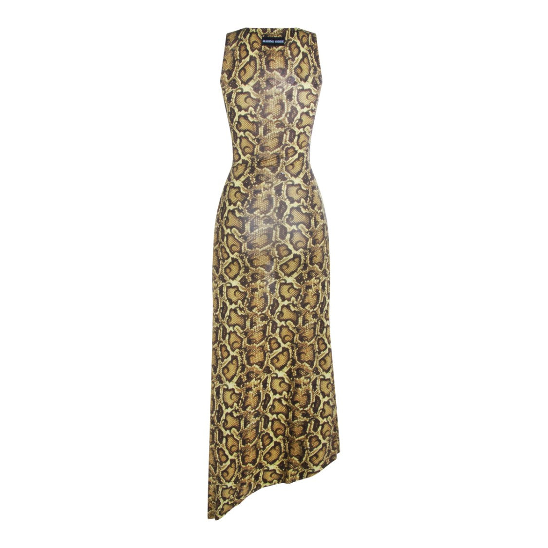 Marine Serre Leopard Print Maxi Dress With Asymmetrical Hemline
