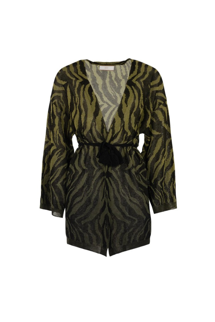 Akep Wavy Pattern Wide Sleeves Short Cardigan