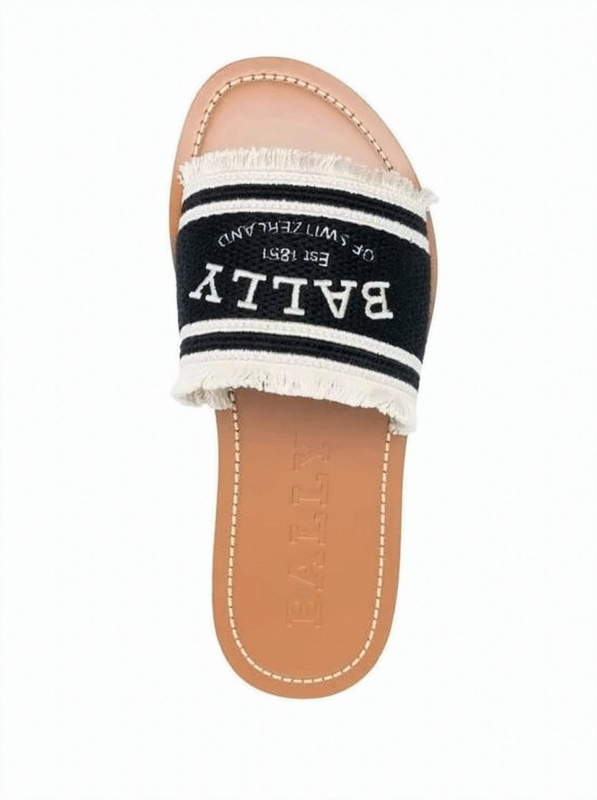 Bally Flat Slide Sandal With Tan Leather Sole