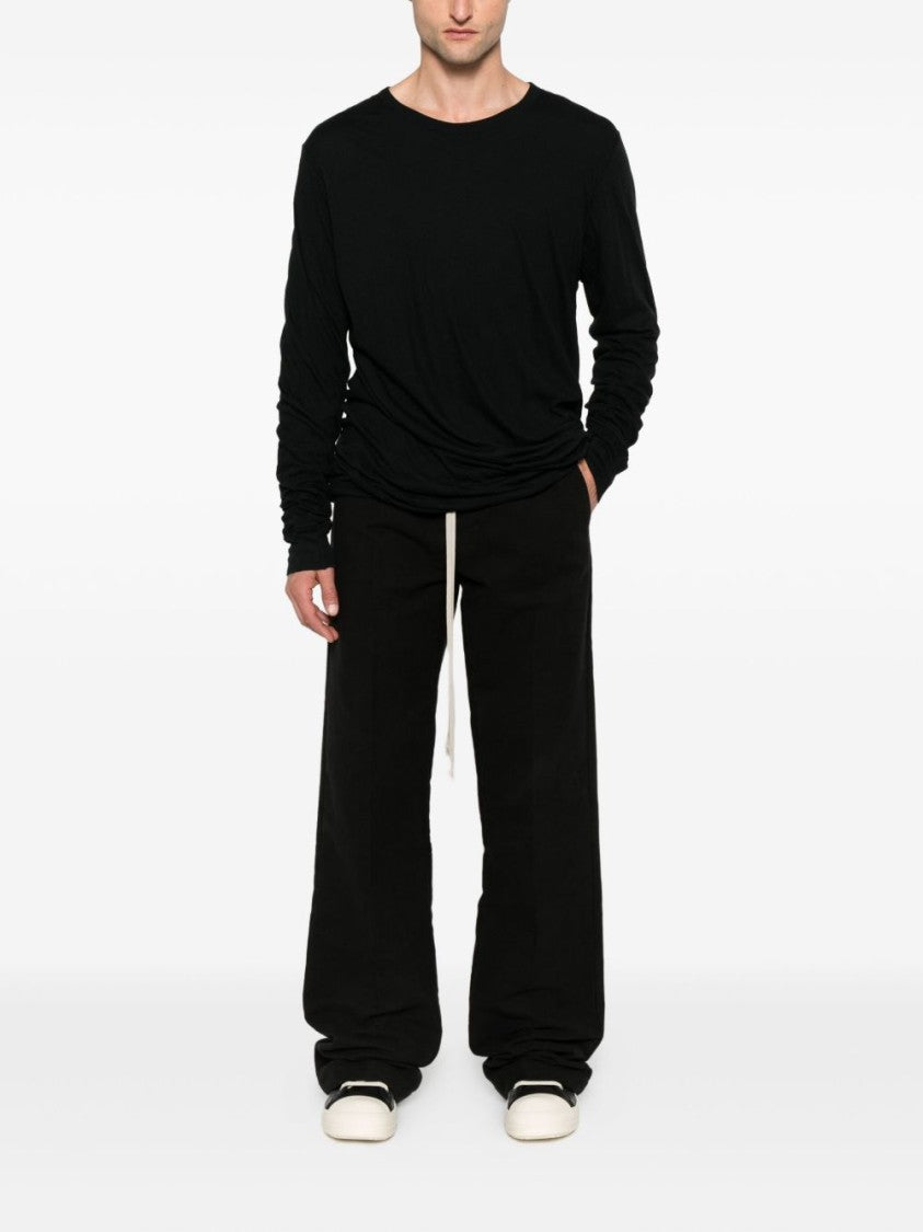 Rick Owens Relaxed Fit Black Trousers With Drawstring Waistband