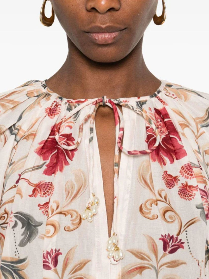 Farm Rio Multicolor Floral Print Cotton Blouse