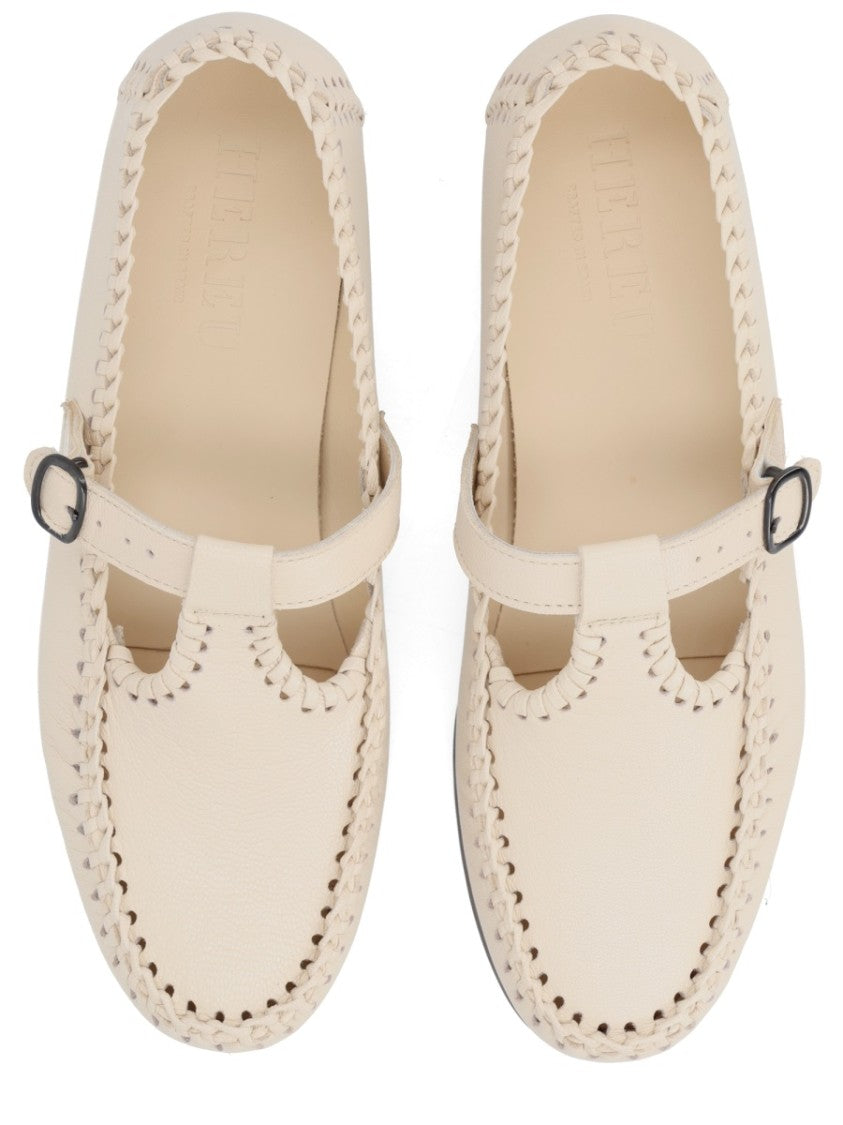 Hereu Neutrals Alcover Whipstitch Mary Jane Loafers
