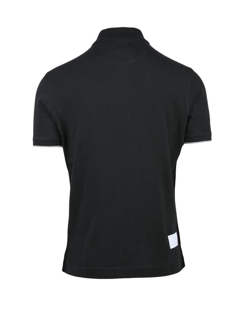 La Martina Black Tailored Cotton Polo Shirt