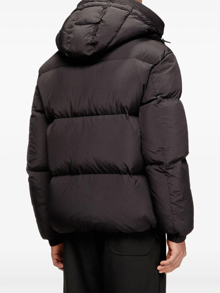 Diesel Quilted Black Puffer Jacket With Detachable Hood And Concealed Zipper