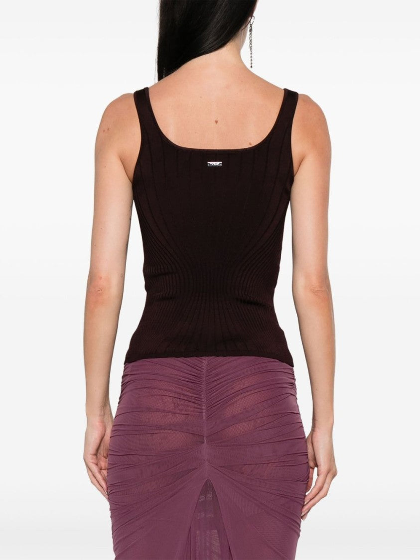 Mugler Ribbed Purple Tank Top