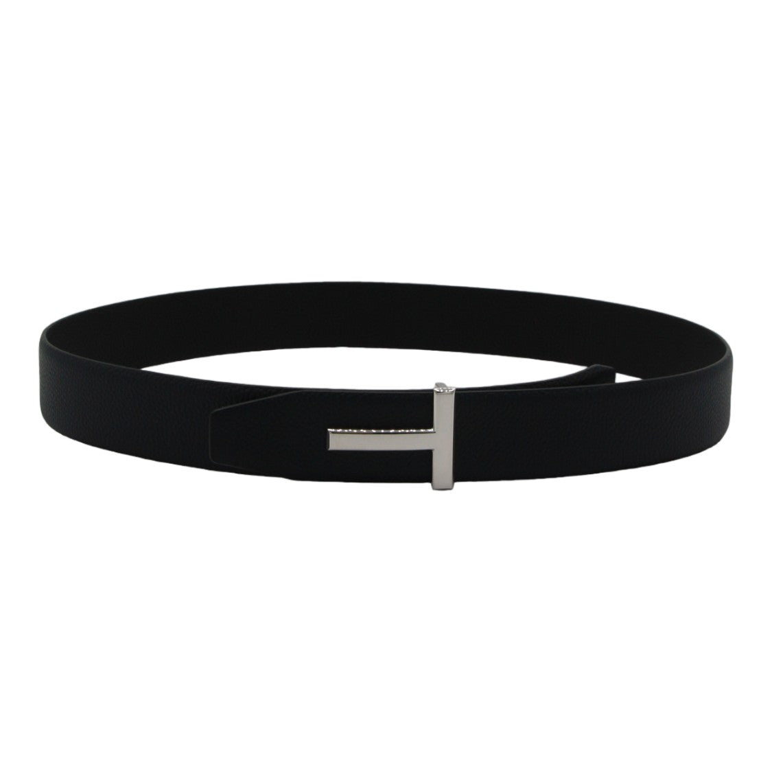 Tom Ford Matte Finish Black Belt With Distinctive Silver-Tone Buckle