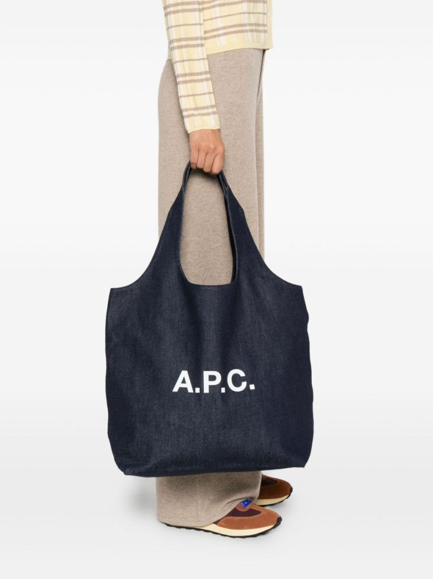 A.P.C. Spacious Black Cotton Tote Bag