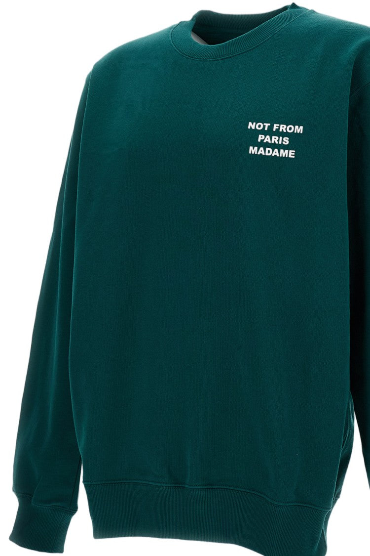 Drôle De Monsieur Slogan Detail Crew Neck Sweatshirt With Relaxed Fit