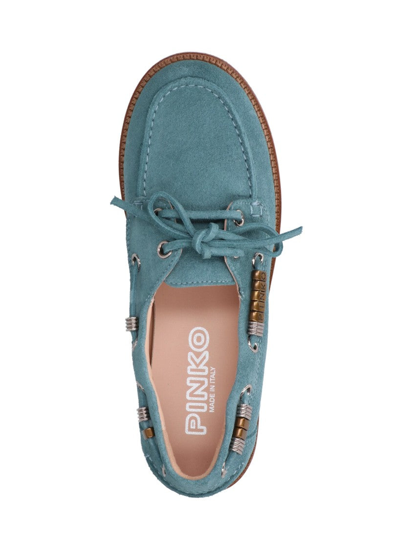 Pinko Blue Grace Suede Moccasin Shoes