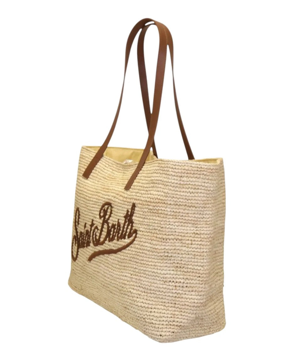 Mc2 Saint Barth Woven Tote Bag With Leather Handles