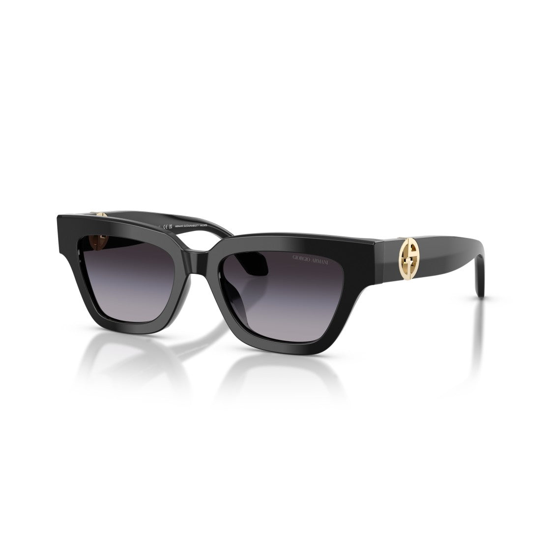 Giorgio Armani 0Ar8246u Bold Rectangular Black Acetate Sunglasses With Gold Logo