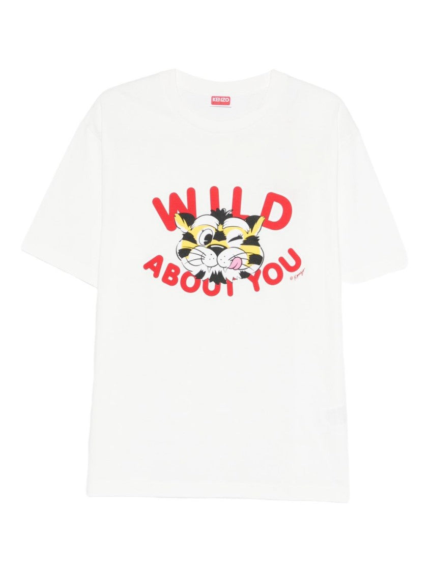 Kenzo Graphic White T-Shirt With Playful Tiger Design