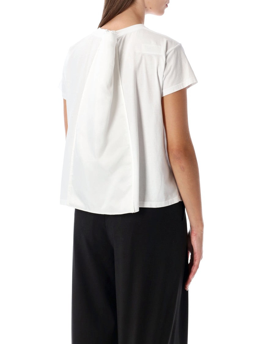 Mm6 By Maison Margiela Fitted Cotton Jersey T-Shirt With Unique Pleated Panel