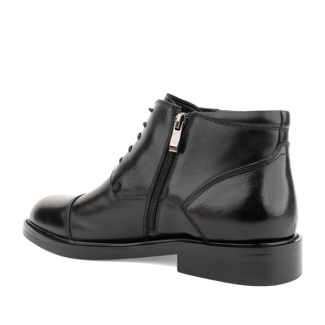 Alberto Gozzi Black Cap Toe Side Zip Leather Boots