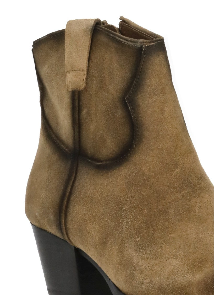 Ash Brown Fame Arrow-Toe Suede Boots