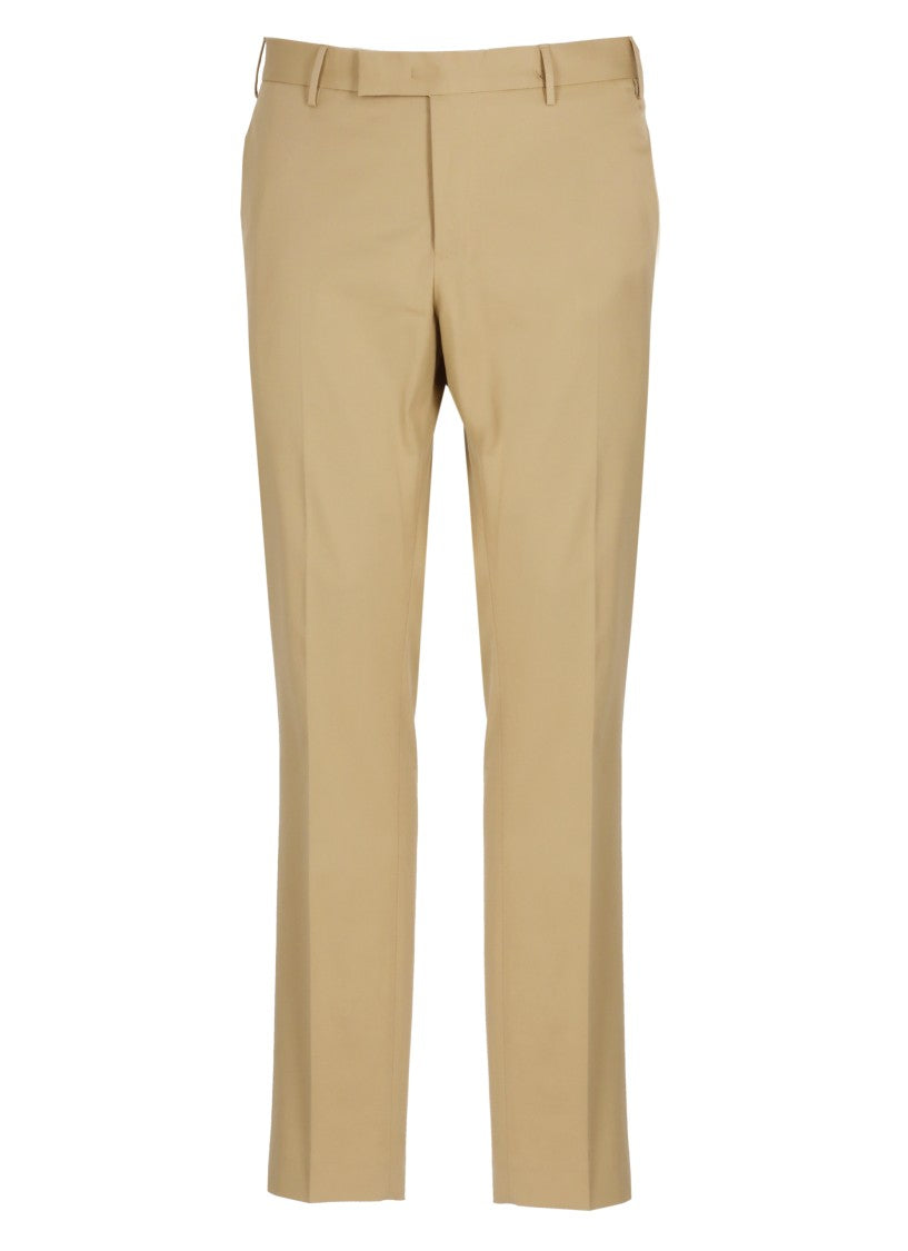 Pt Torino Beige Cotton Straight-Leg Pants