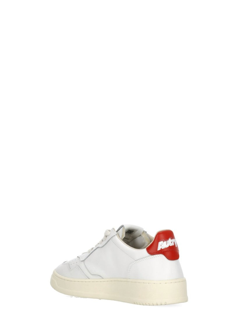 Autry White Medalist Low Red Heel Sneakers