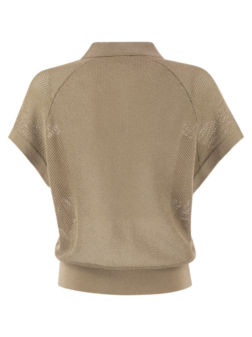 Peserico Tricot Polo Shirt In Pure Cotton Crepe Yarn