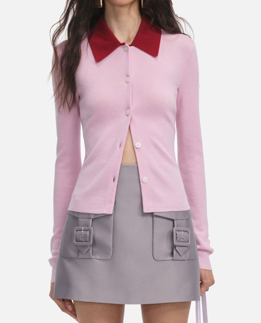 Self-Portrait Pink Merino Wool Cardigan