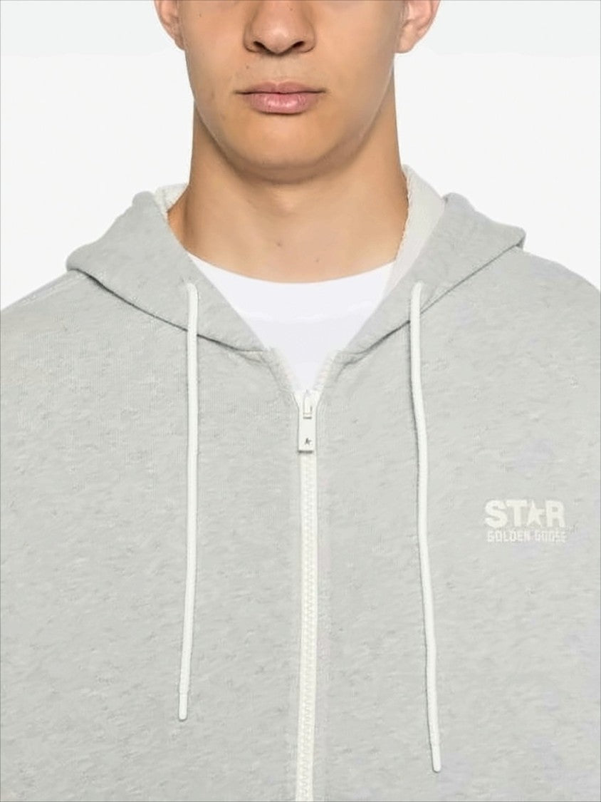 Golden Goose Light Grey Zip-Up Hoodie With Subtle Logo