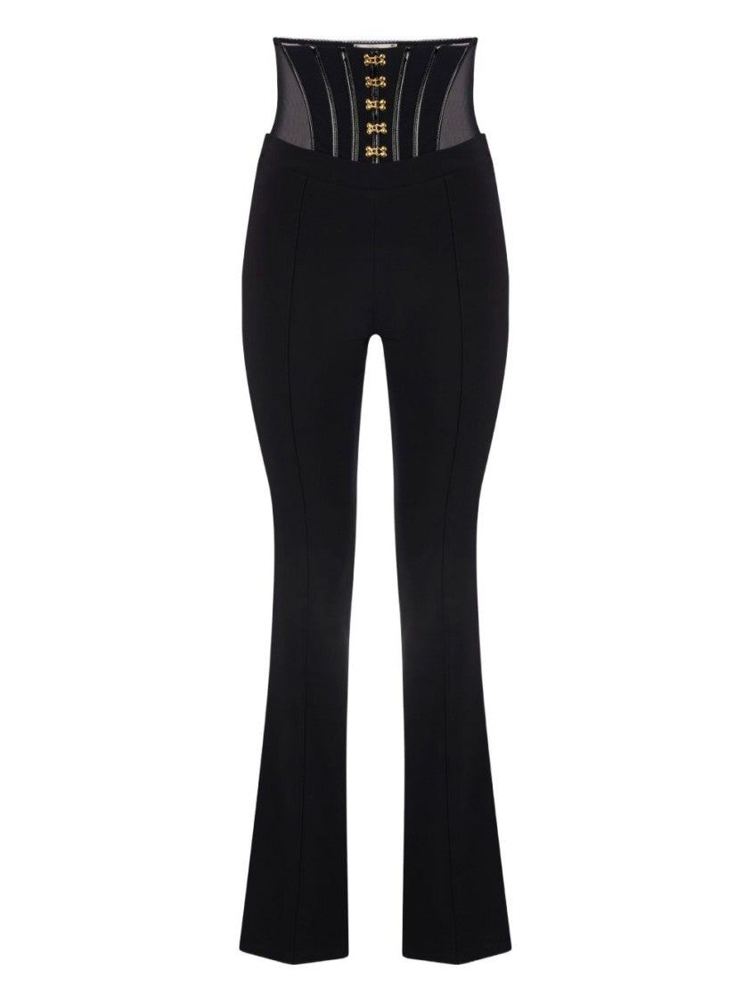Elisabetta Franchi Fitted Black Trousers With Flared Hem