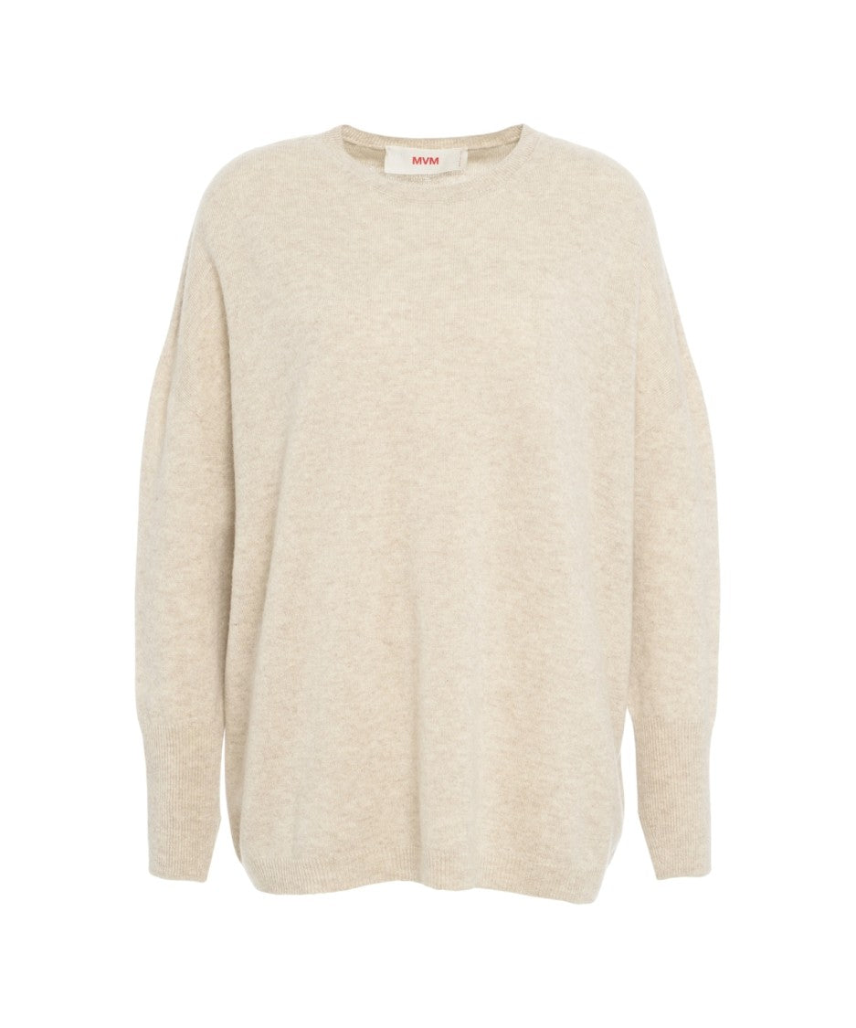 Mvm Beige Oversized Wool Pullover