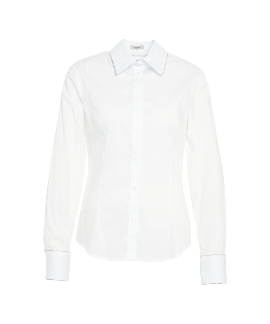 Himon's Crystal-Embellished Classic White Blouse