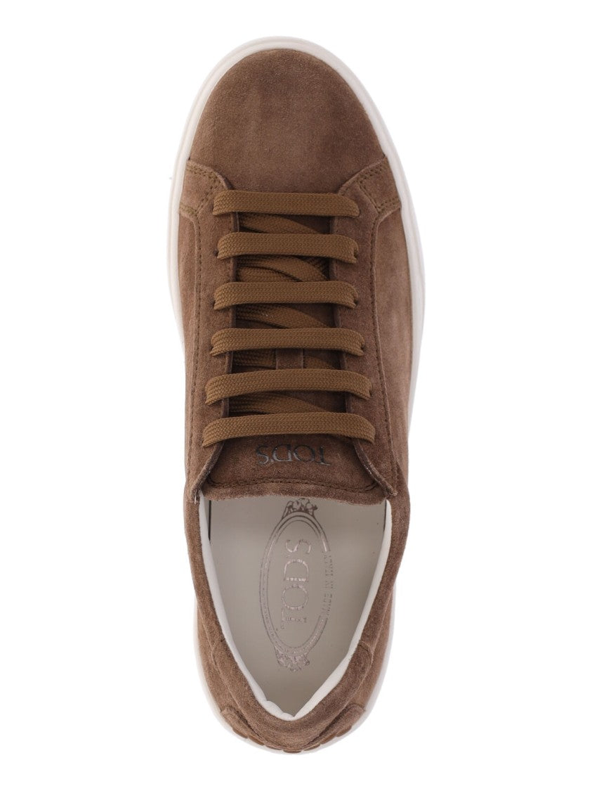 Tod's Brown Suede Sneakers With Rounded Toe
